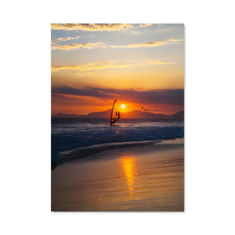 Poster Surf au Coucher de Soleil