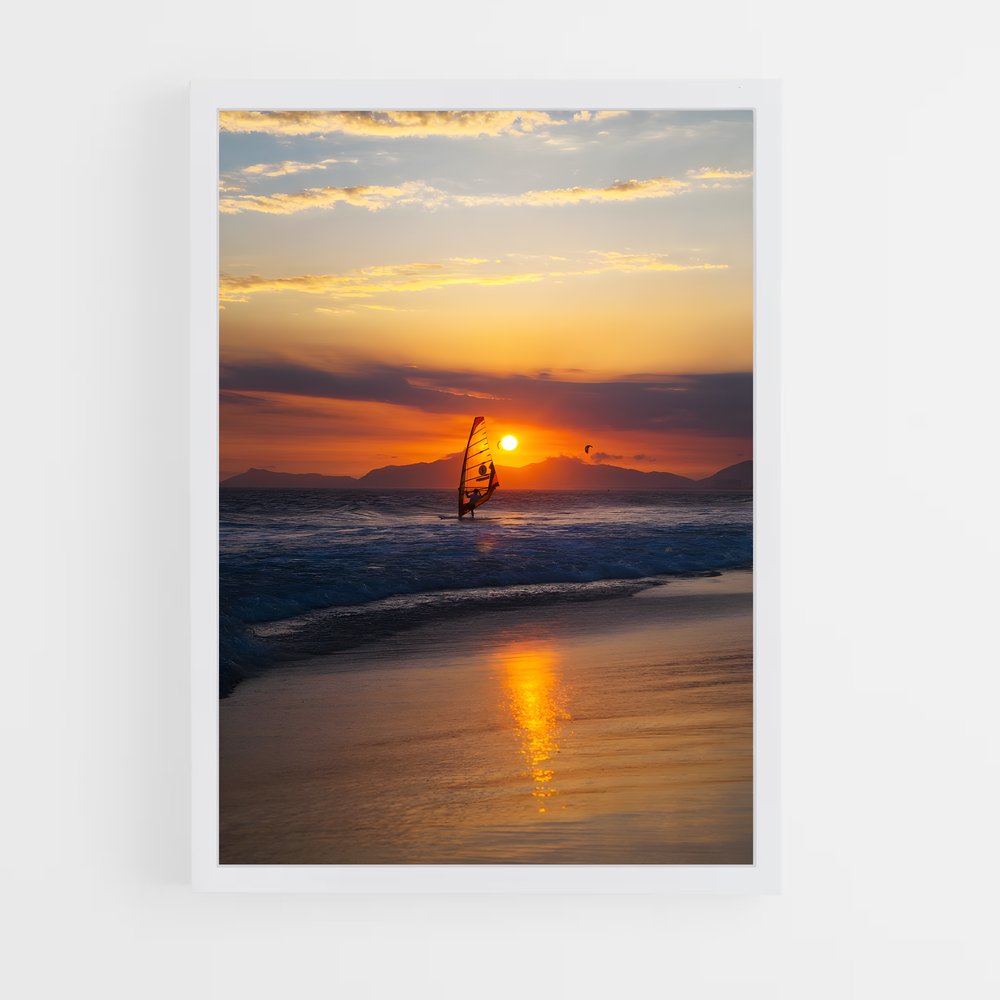 Poster Surf au Coucher de Soleil – affiche Planche à voile (vue 3)