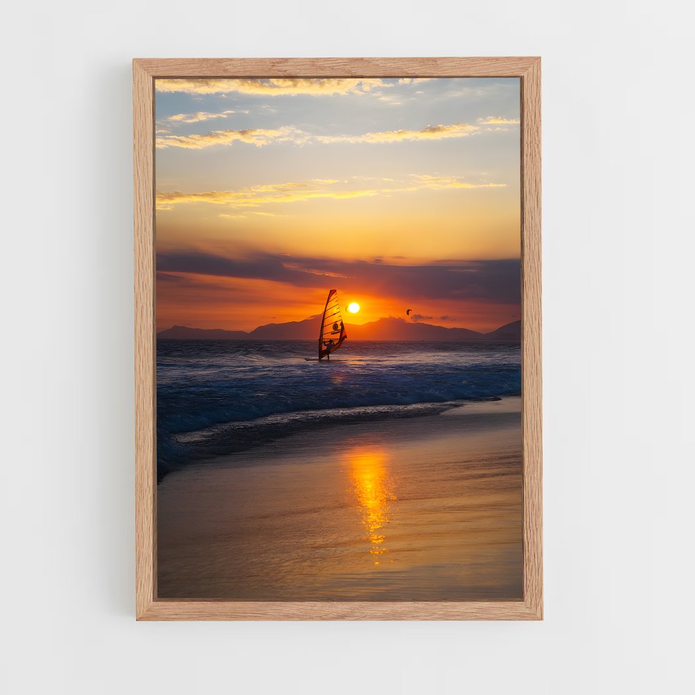 Poster Surf au Coucher de Soleil – affiche Planche à voile (vue 4)