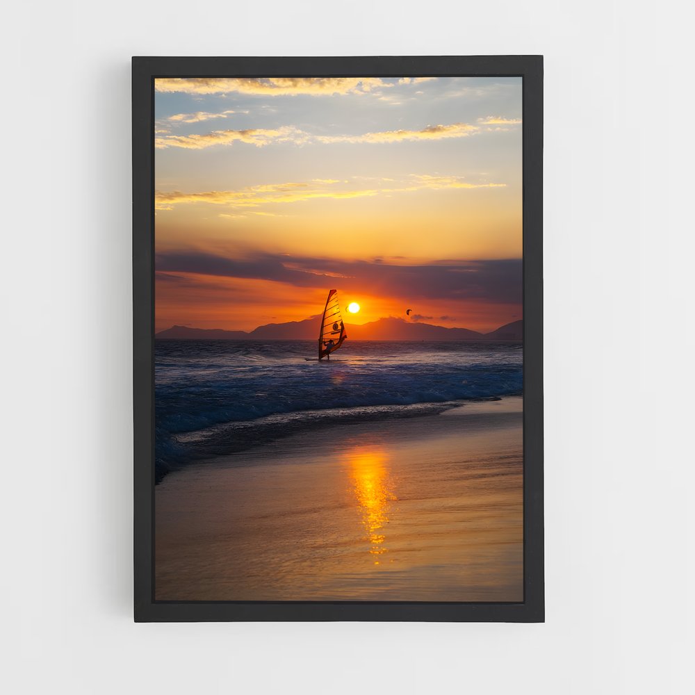 Poster Surf au Coucher de Soleil – affiche Planche à voile (vue 2)
