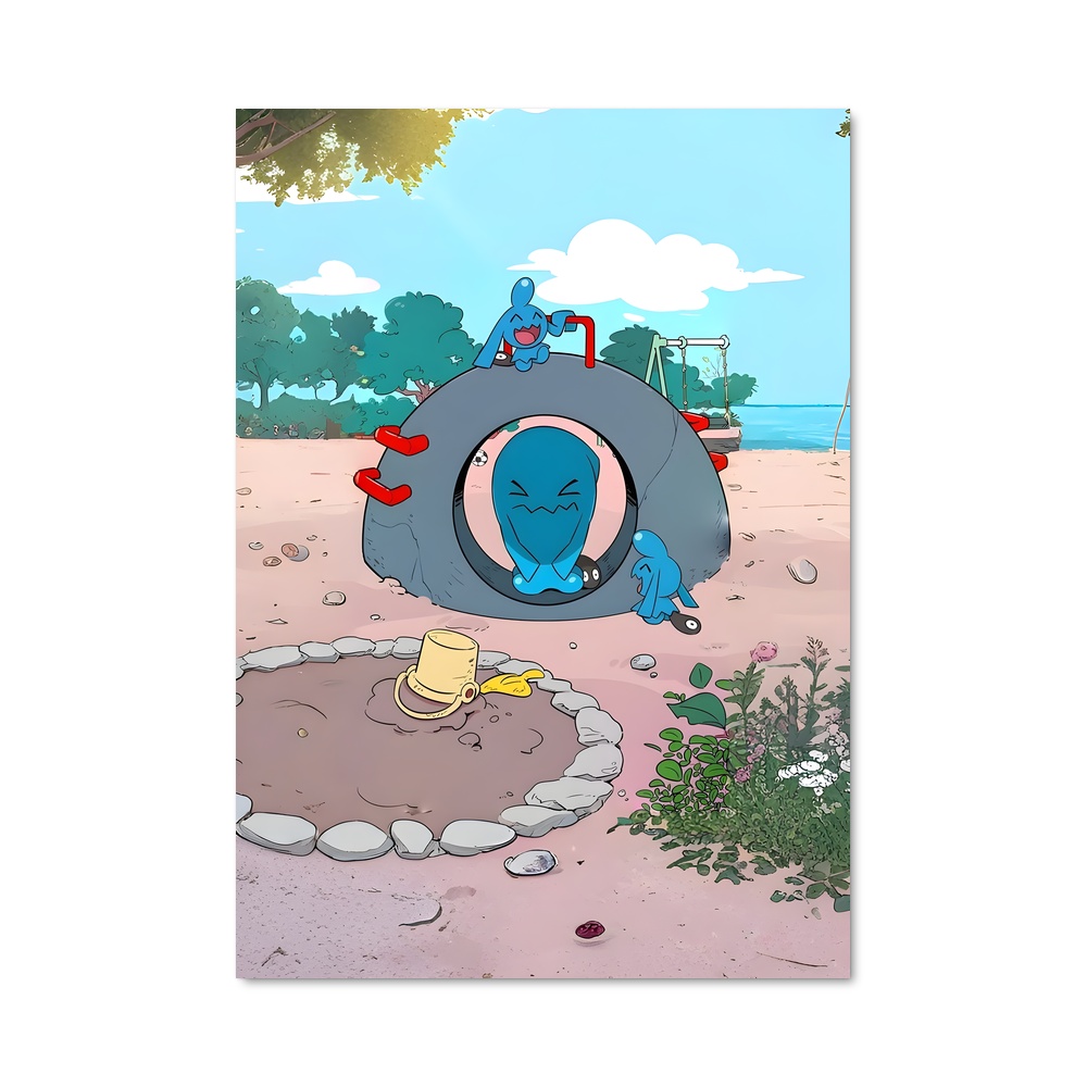 Poster Wobbuffet Plage – affiche Pokemon