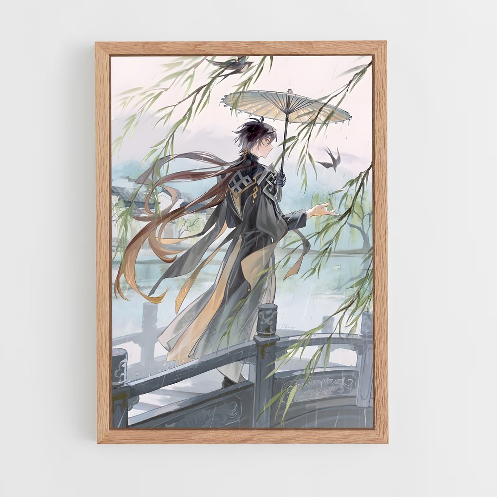 Poster Zhongli Pluie – affiche Genshin impact (vue 4)