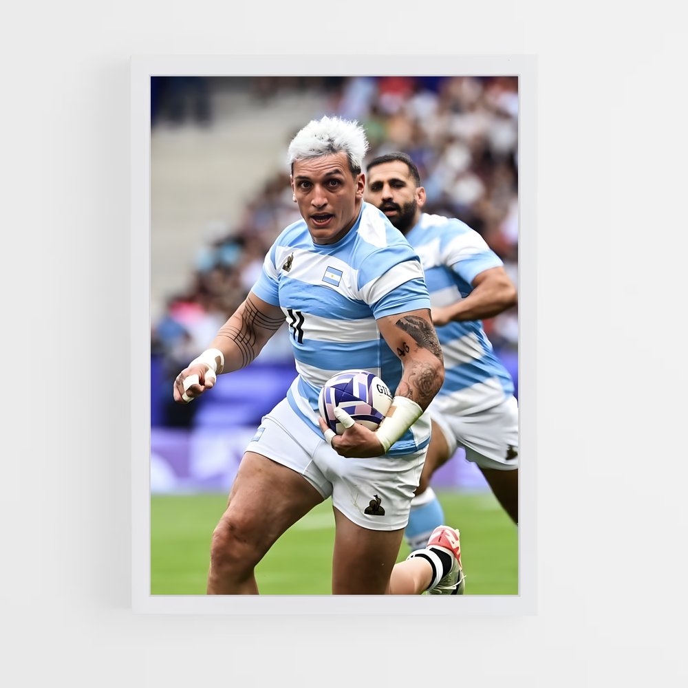 Poster Bleus et Blancs – affiche Rugby (vue 3)
