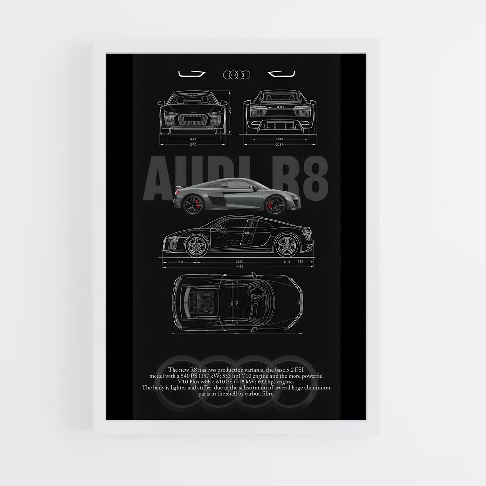 Poster Audi R8 Schema (vue 3)