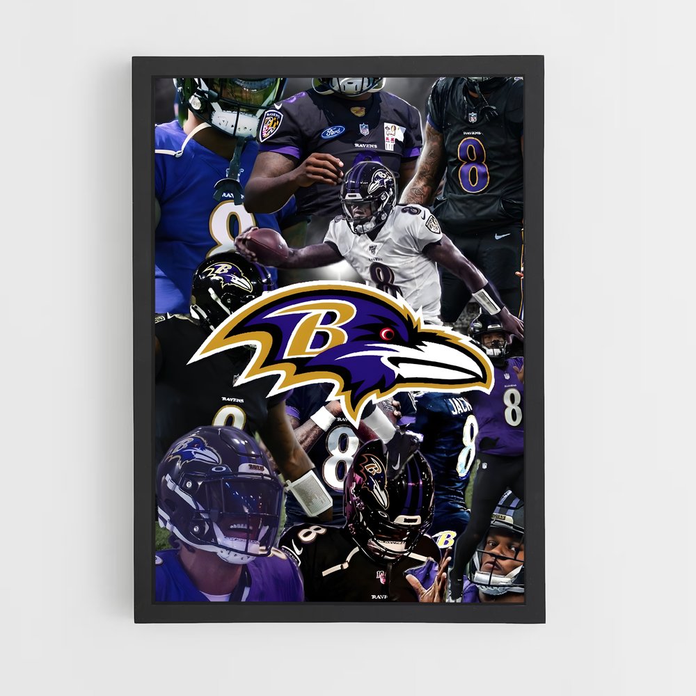 Poster Collage Baltimore Ravens – affiche Football US (vue 2)
