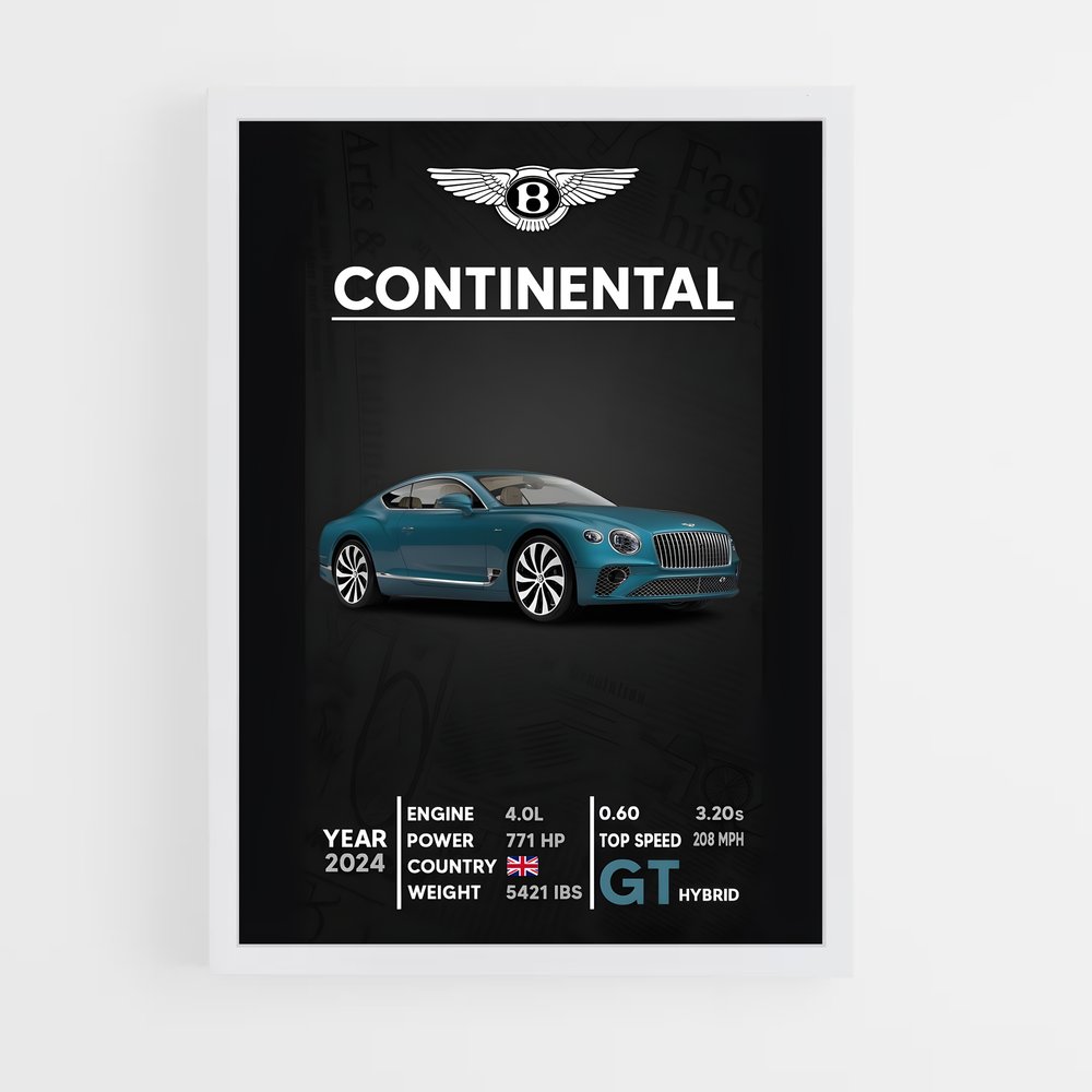 Poster Bentley Continental (vue 3)