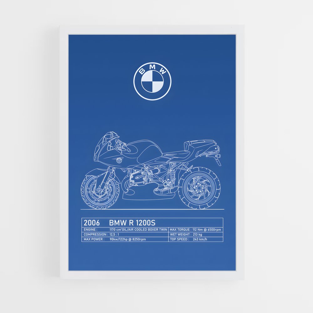 Poster BMW Motorrad Blueprint (vue 3)
