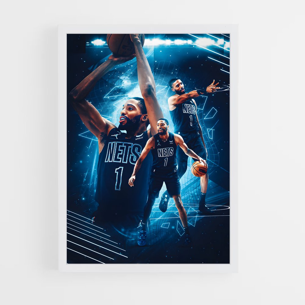 Poster Brooklyn Nets Bleu – affiche Basketball (vue 3)