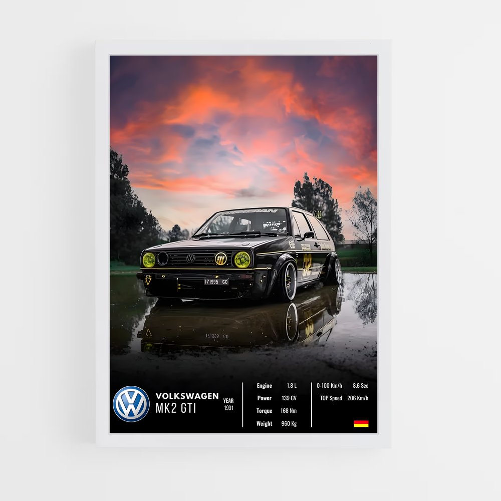 Affiche Volkswagen MK2 GTI – affiche Affiches Voitures (vue 3)