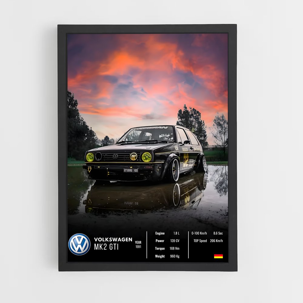 Affiche Volkswagen MK2 GTI – affiche Affiches Voitures (vue 2)