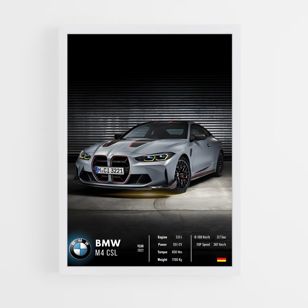 Affiche BMW M4 CSL – affiche Affiches Voitures (vue 3)