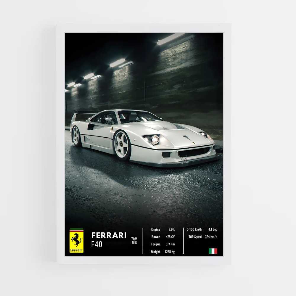 Affiche Ferrari F40 – affiche Affiches Voitures (vue 3)