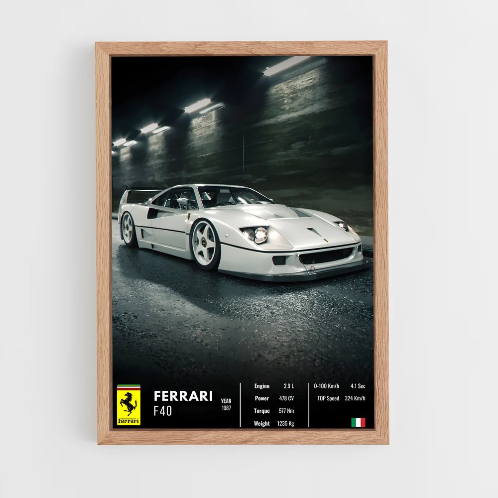 Affiche Ferrari F40 – affiche Affiches Voitures (vue 4)
