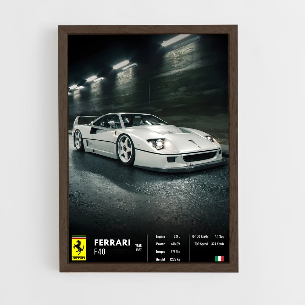 Affiche Ferrari F40 – affiche Affiches Voitures (vue 5)