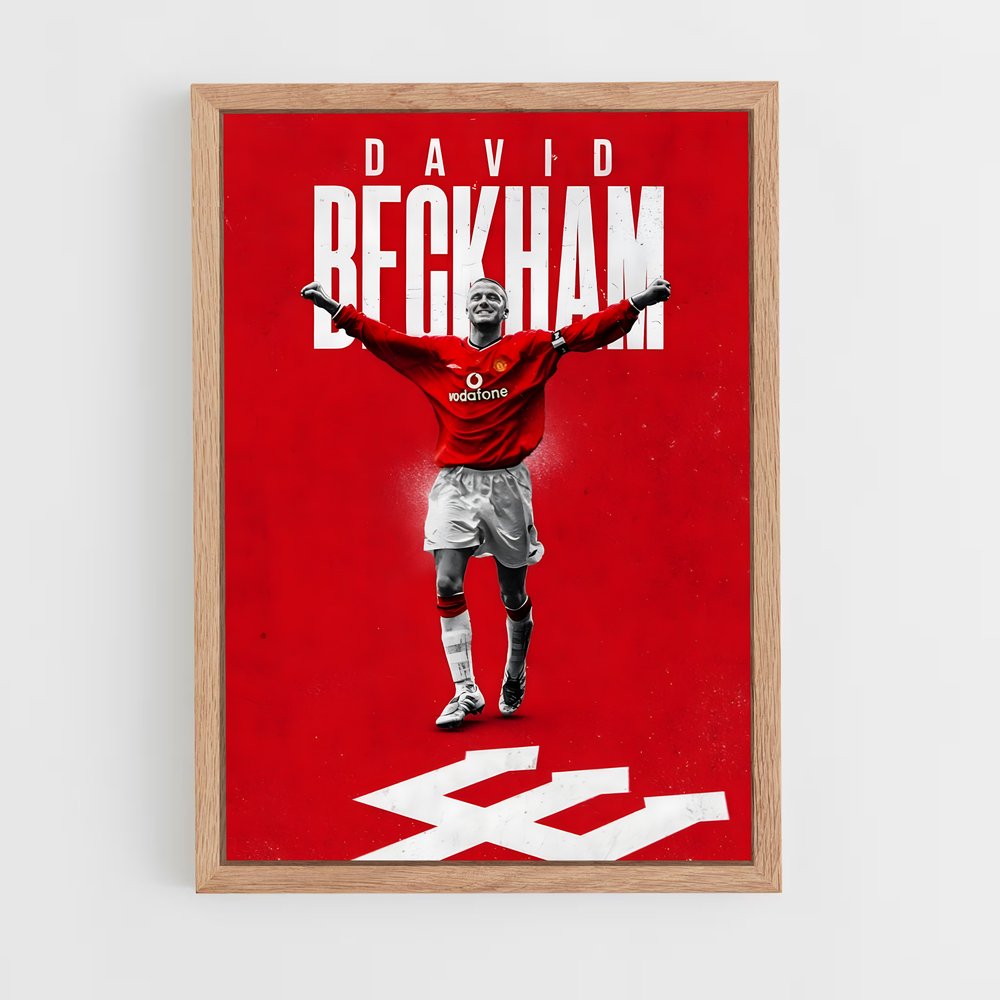 Poster Rouge David Beckham – affiche Football (vue 4)