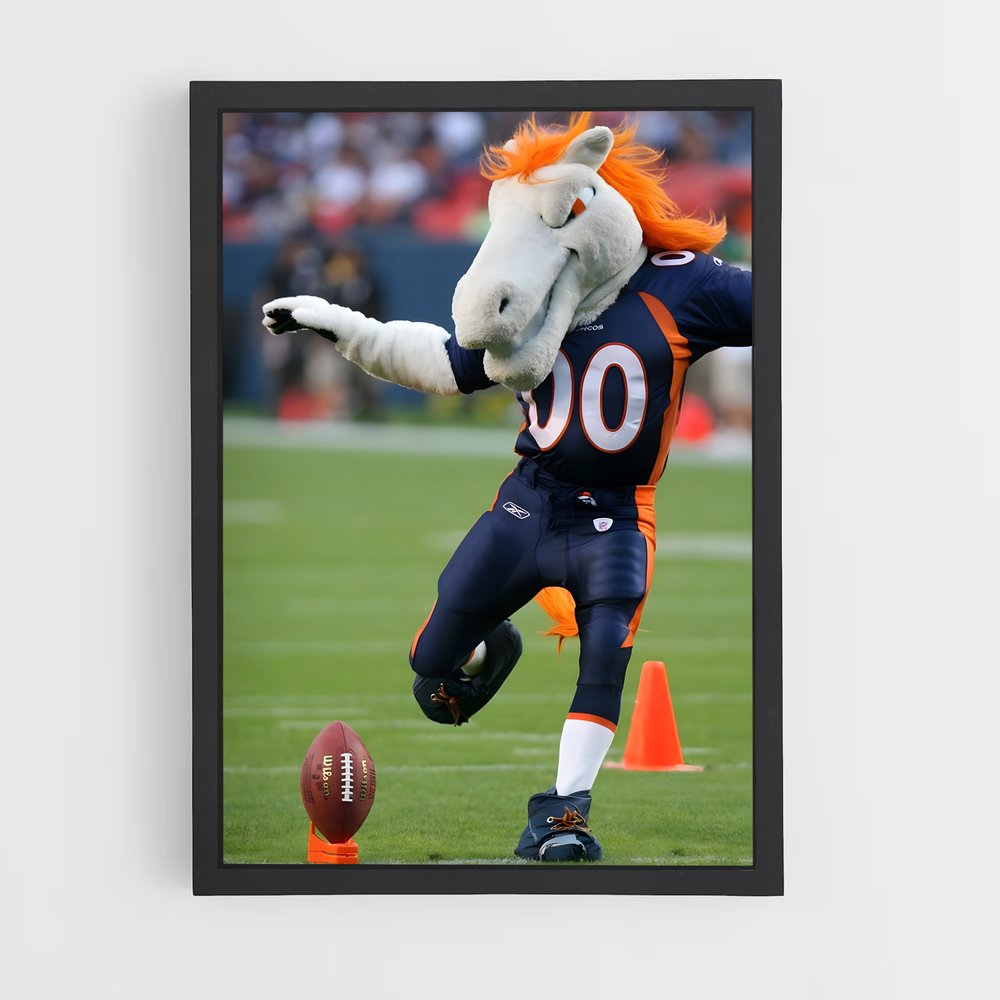 Poster Mascotte Denver Broncos – affiche Football US (vue 2)