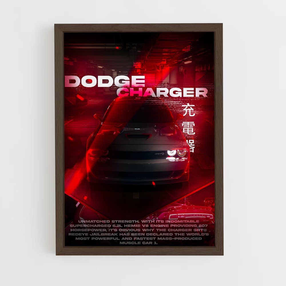 Poster Dodge Charger Rouge (vue 5)