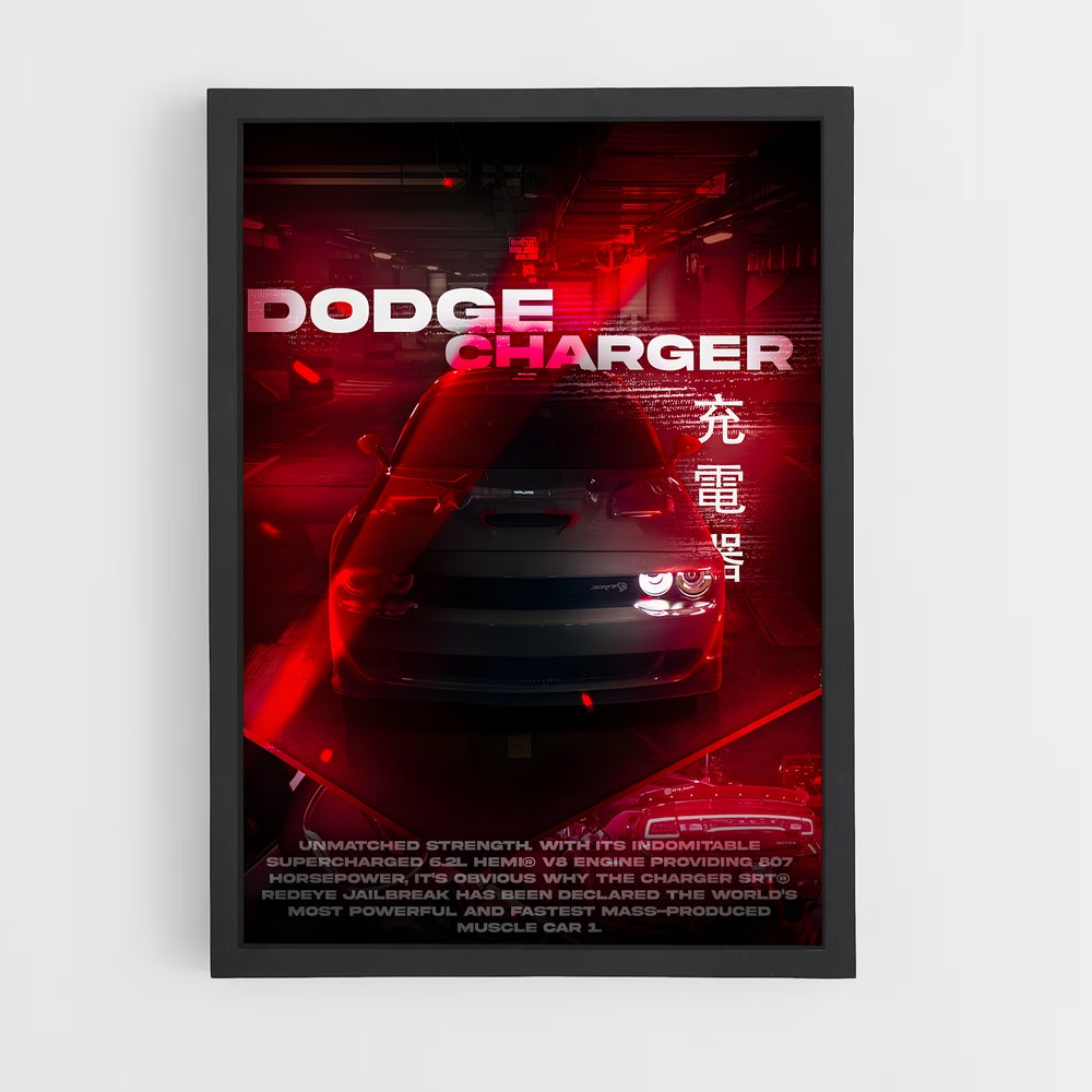 Poster Dodge Charger Rouge (vue 2)