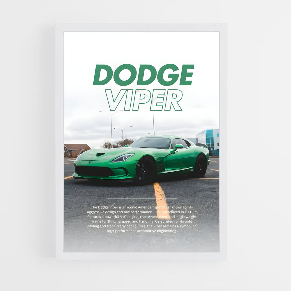 Poster Dodge Viper verte (vue 3)