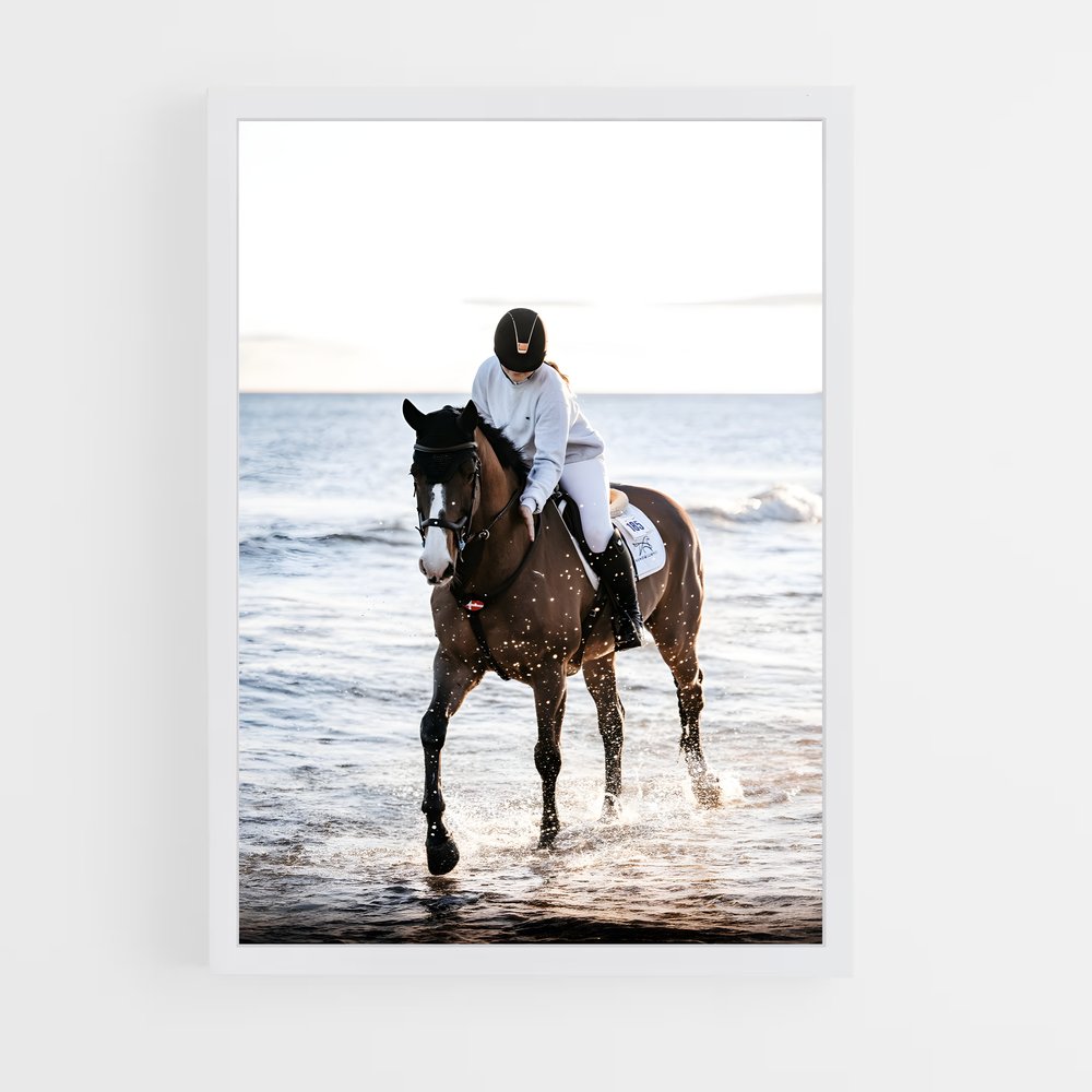 Poster Cheval Monté Océan – affiche Équitation (vue 3)