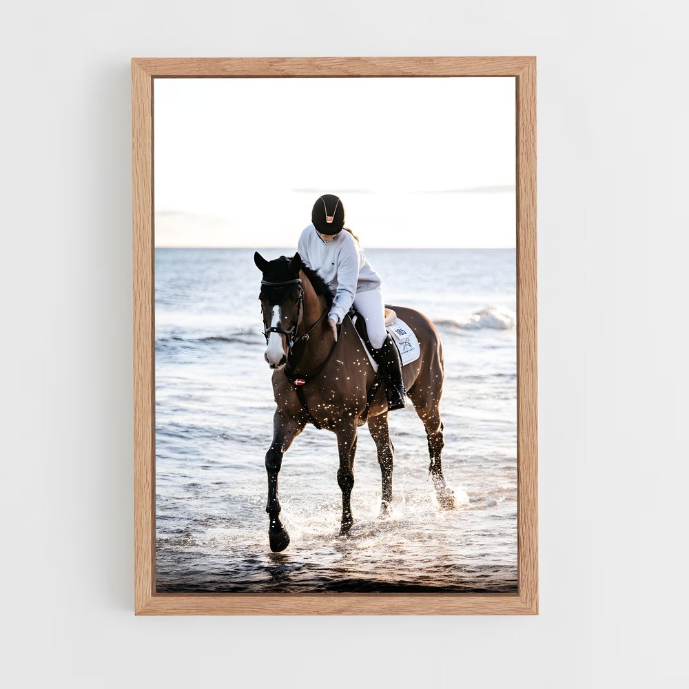 Poster Cheval Monté Océan – affiche Équitation (vue 4)