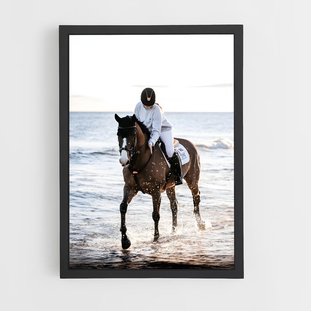 Poster Cheval Monté Océan – affiche Équitation (vue 2)