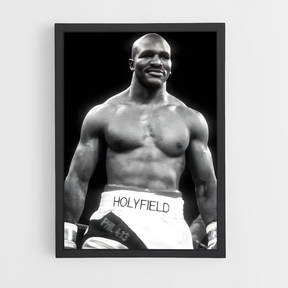 Poster Holyfield Noir et Blanc – affiche Boxe (vue 2)