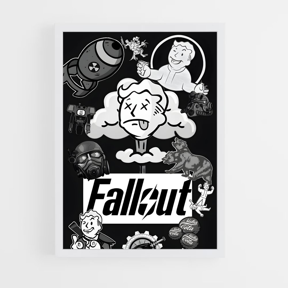 Poster Fallout Noir et Blanc (vue 3)