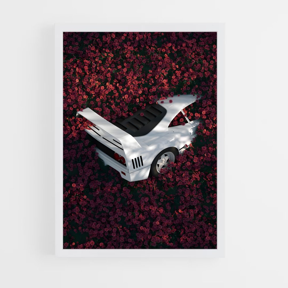 Poster Ferrari F40 Fleurs (vue 3)