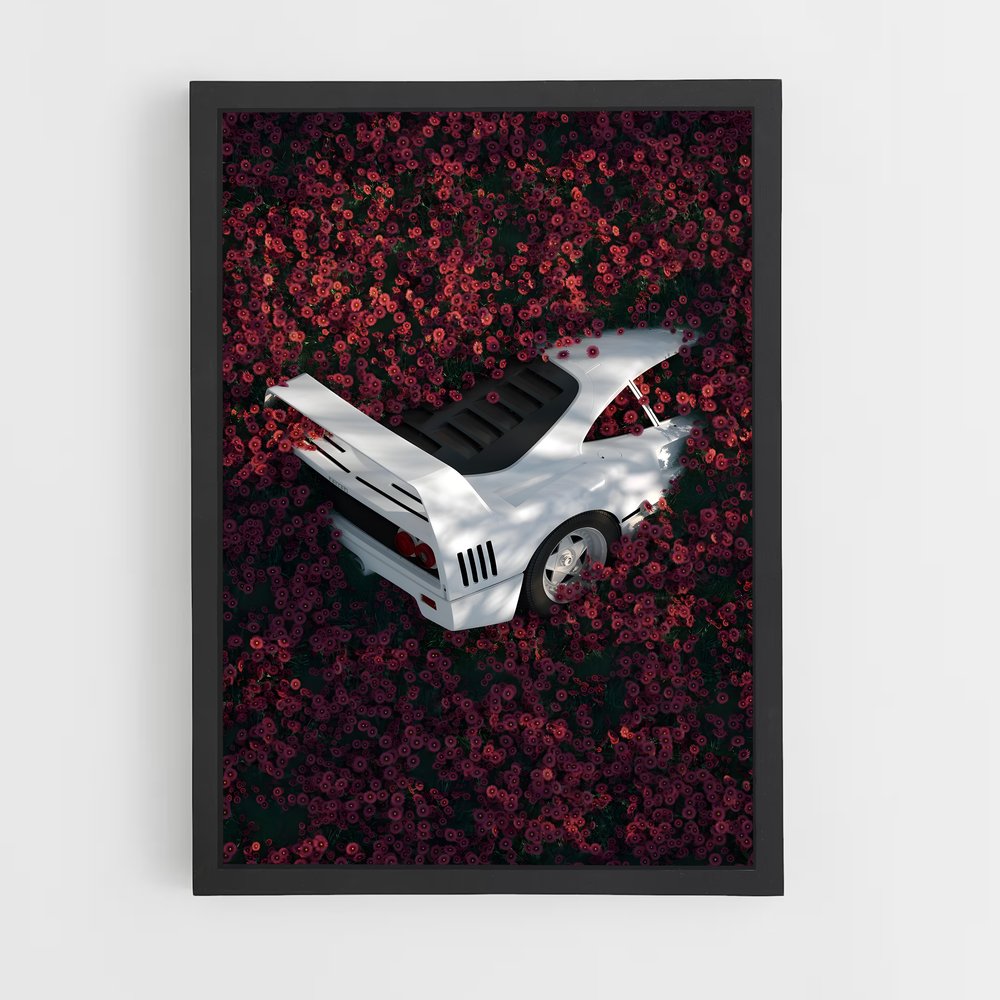 Poster Ferrari F40 Fleurs (vue 2)