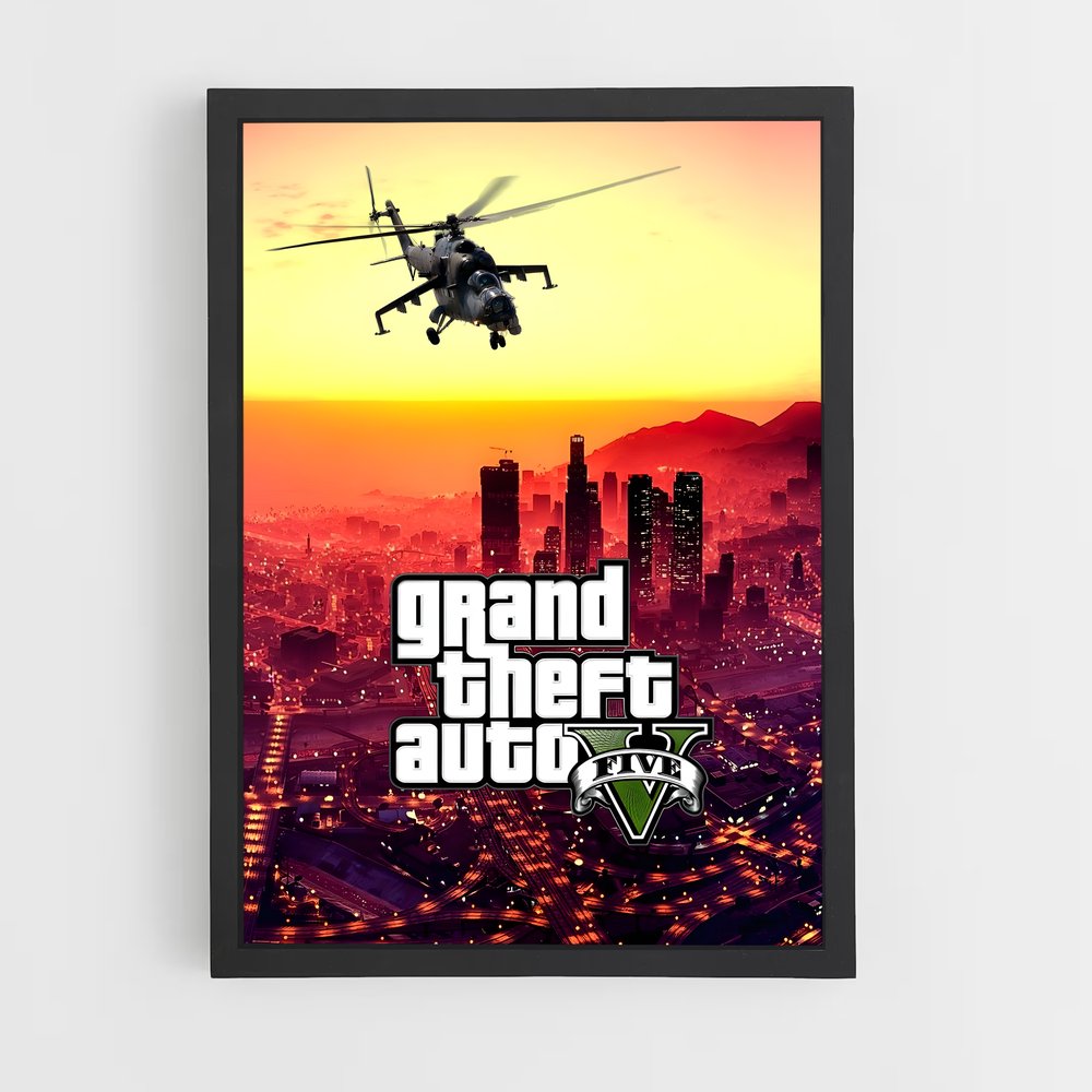Poster GTA Hélicoptère – affiche GTA V (vue 2)