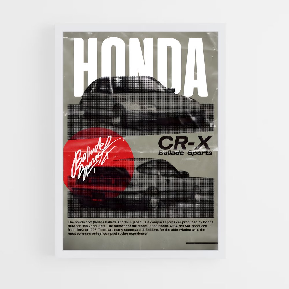 Poster Honda CR-X Sports Vintage (vue 3)