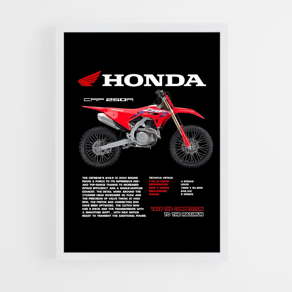 Poster Honda CRF250R Racing – affiche Honda Moto (vue 3)