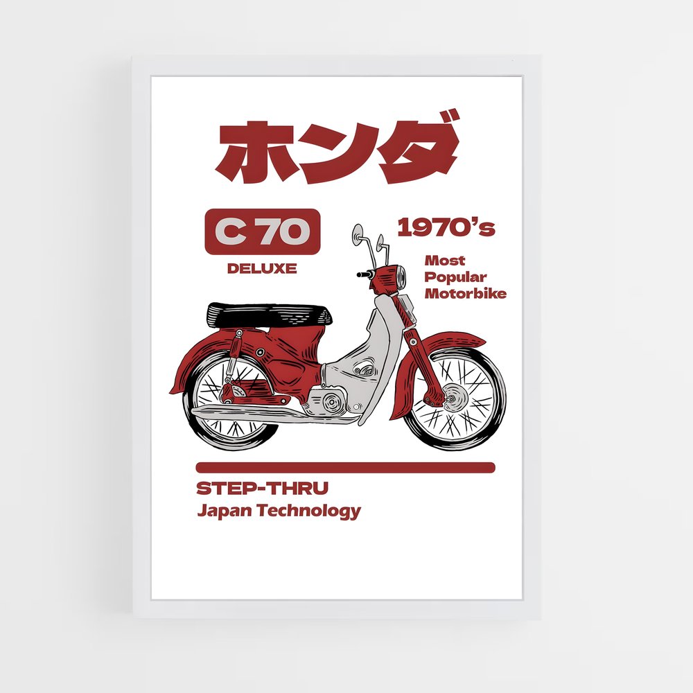 Poster Rétro Honda C70 – affiche Honda Moto (vue 3)