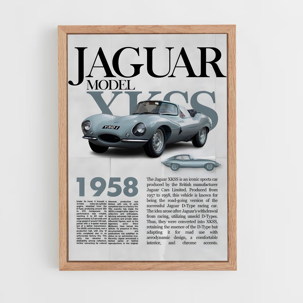 Poster Jaguar XKSS Vintage (vue 4)