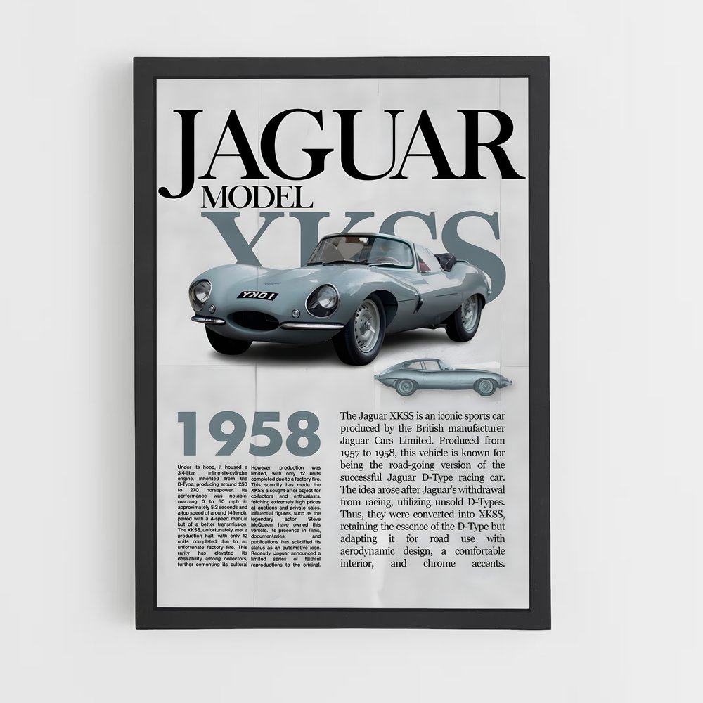 Poster Jaguar XKSS Vintage (vue 2)