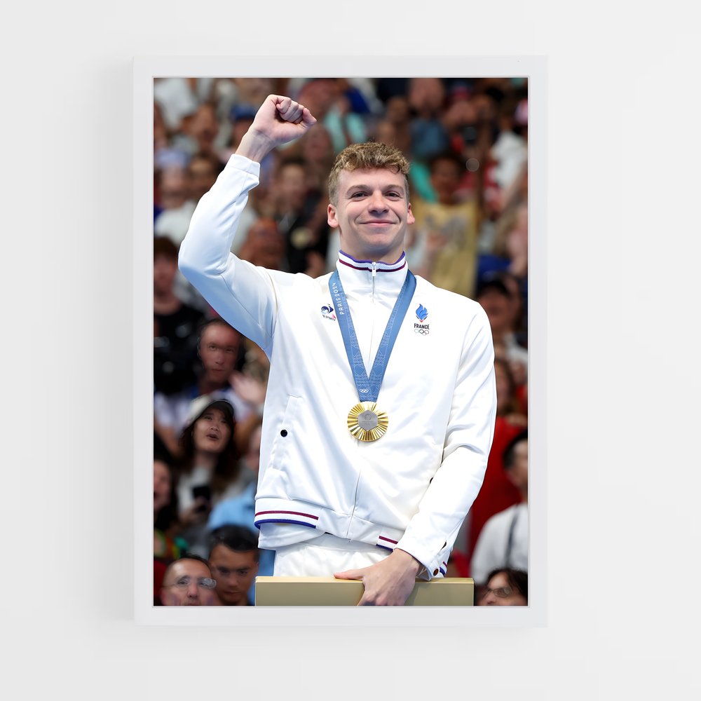 Poster Leon Marchand Victoire – affiche Jeux Olympiques (vue 3)