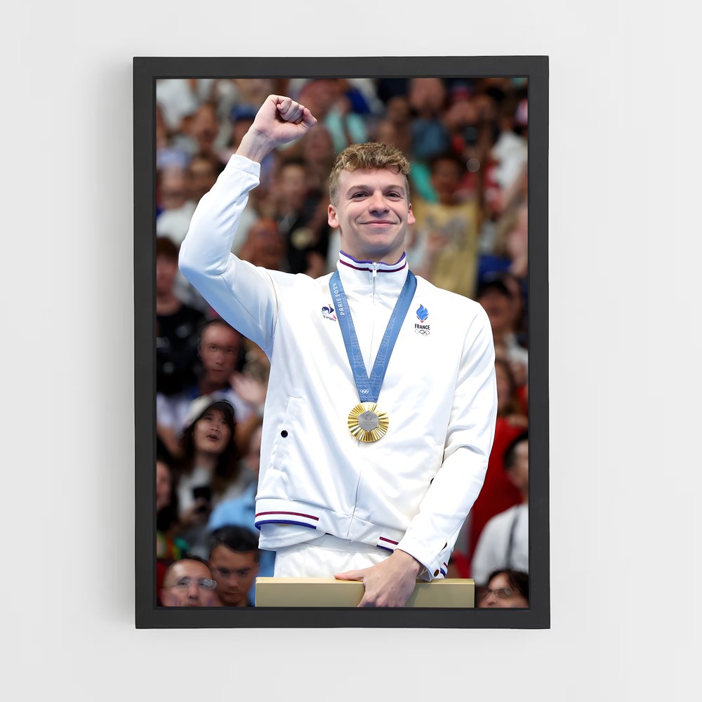 Poster Leon Marchand Victoire – affiche Jeux Olympiques (vue 2)