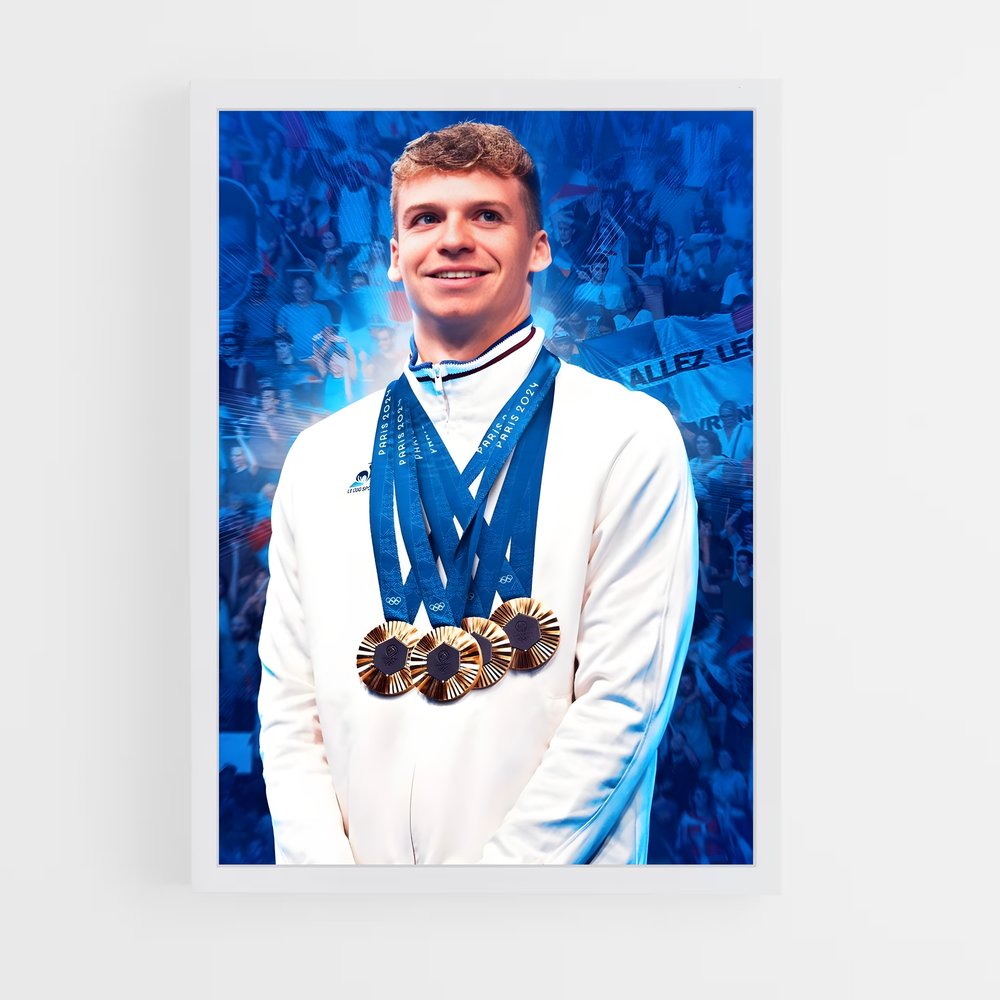 Poster Leon Marchand France – affiche Jeux Olympiques (vue 3)