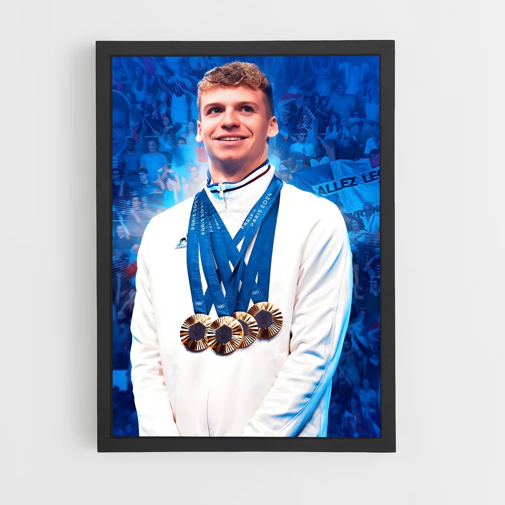 Poster Leon Marchand France – affiche Jeux Olympiques (vue 2)