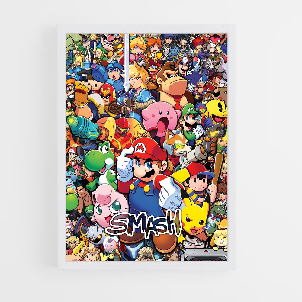Poster Super Smash – affiche Mario (vue 3)