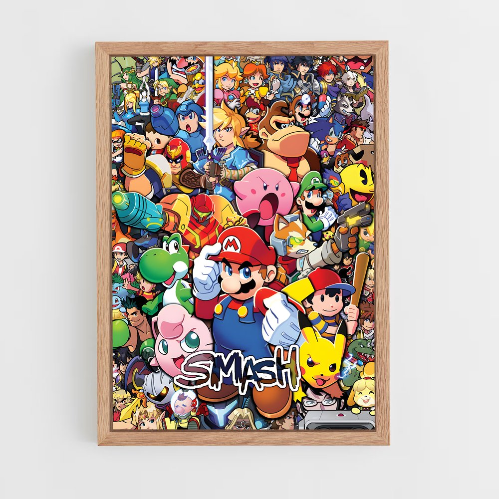Poster Super Smash – affiche Mario (vue 4)