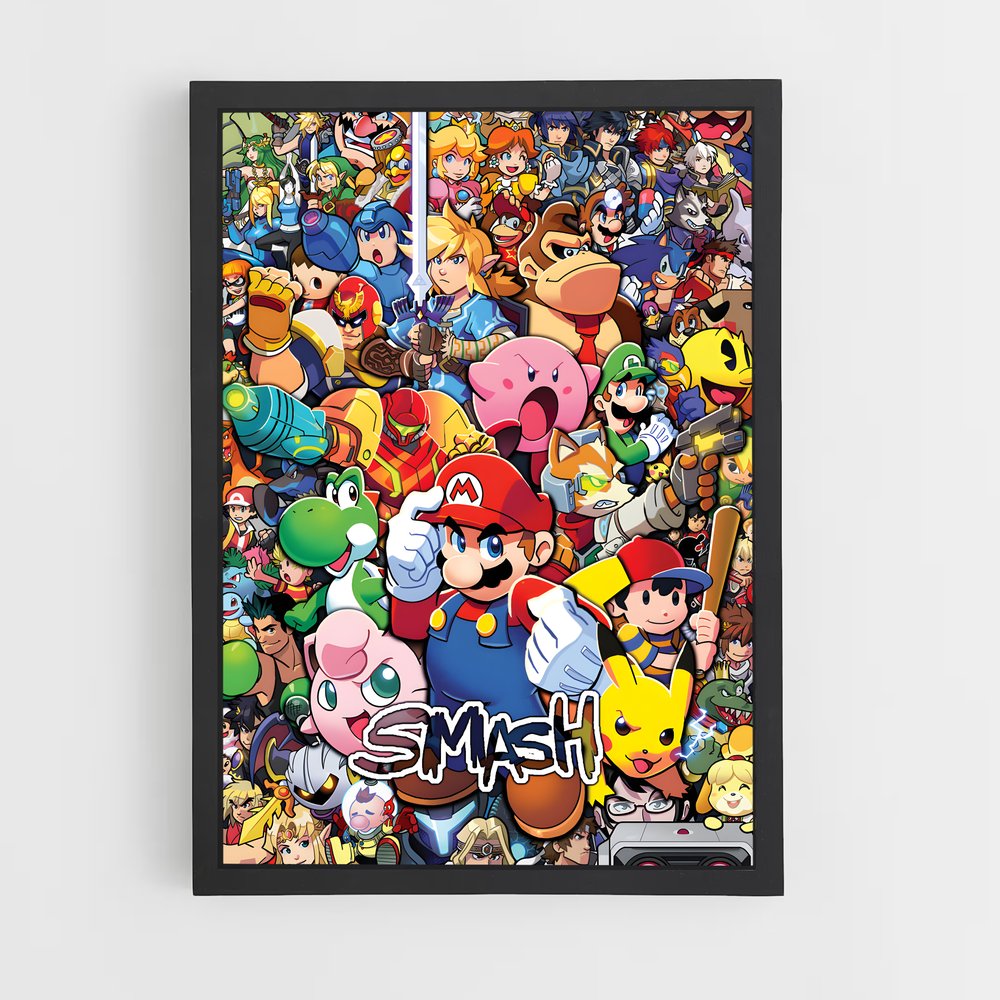 Poster Super Smash – affiche Mario (vue 2)