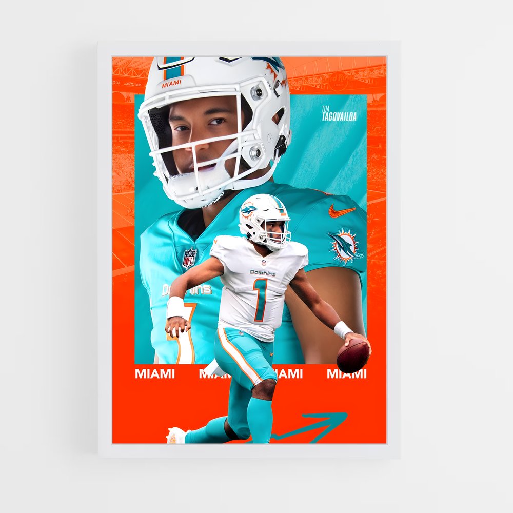 Poster Miami Dolphins Quarterback – affiche Football US (vue 3)