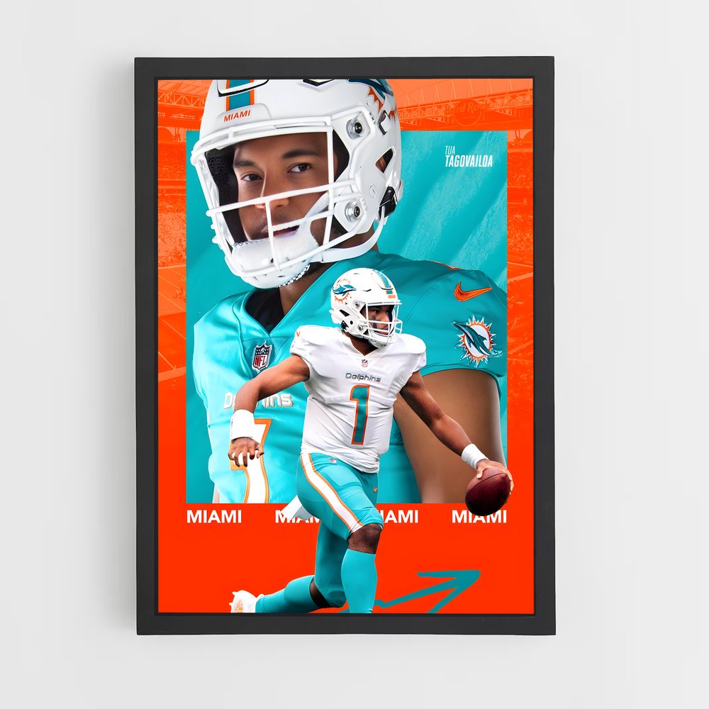 Poster Miami Dolphins Quarterback – affiche Football US (vue 2)