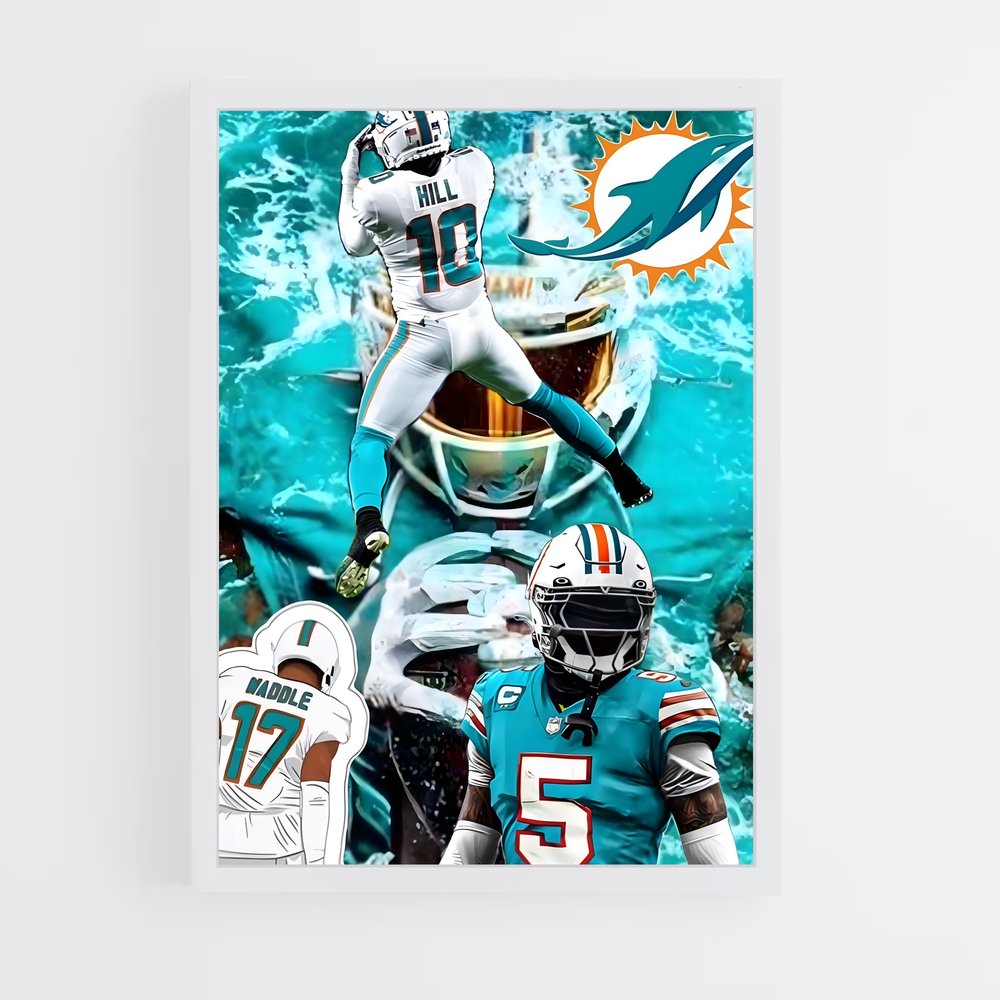 Poster Miami Dolphins Énergie – affiche Football US (vue 3)