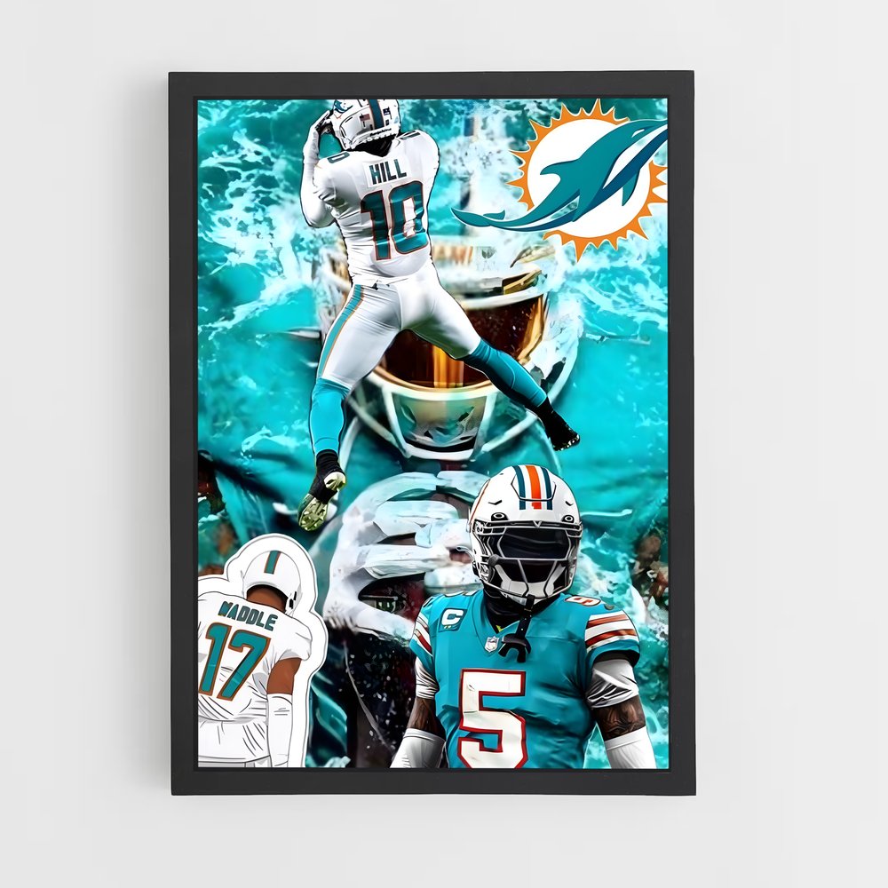 Poster Miami Dolphins Énergie – affiche Football US (vue 2)