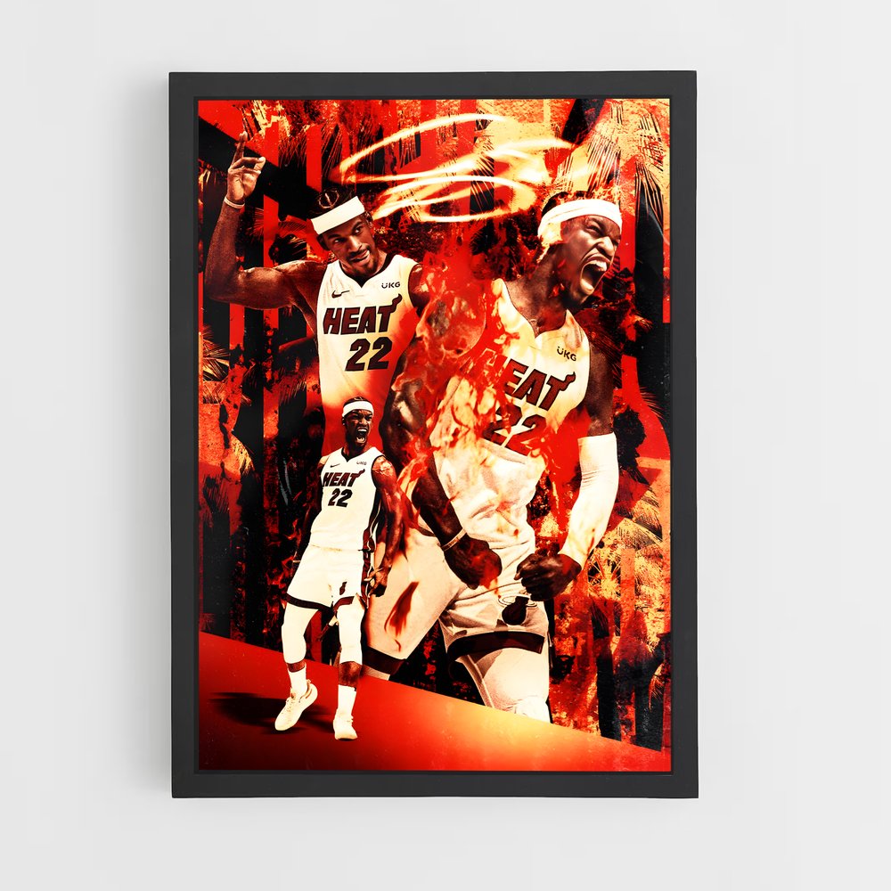 Poster Flammes de Miami – affiche Basketball (vue 2)