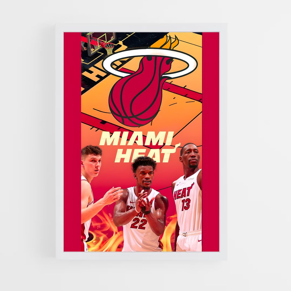 Poster Miami Heat Flames – affiche Basketball (vue 3)