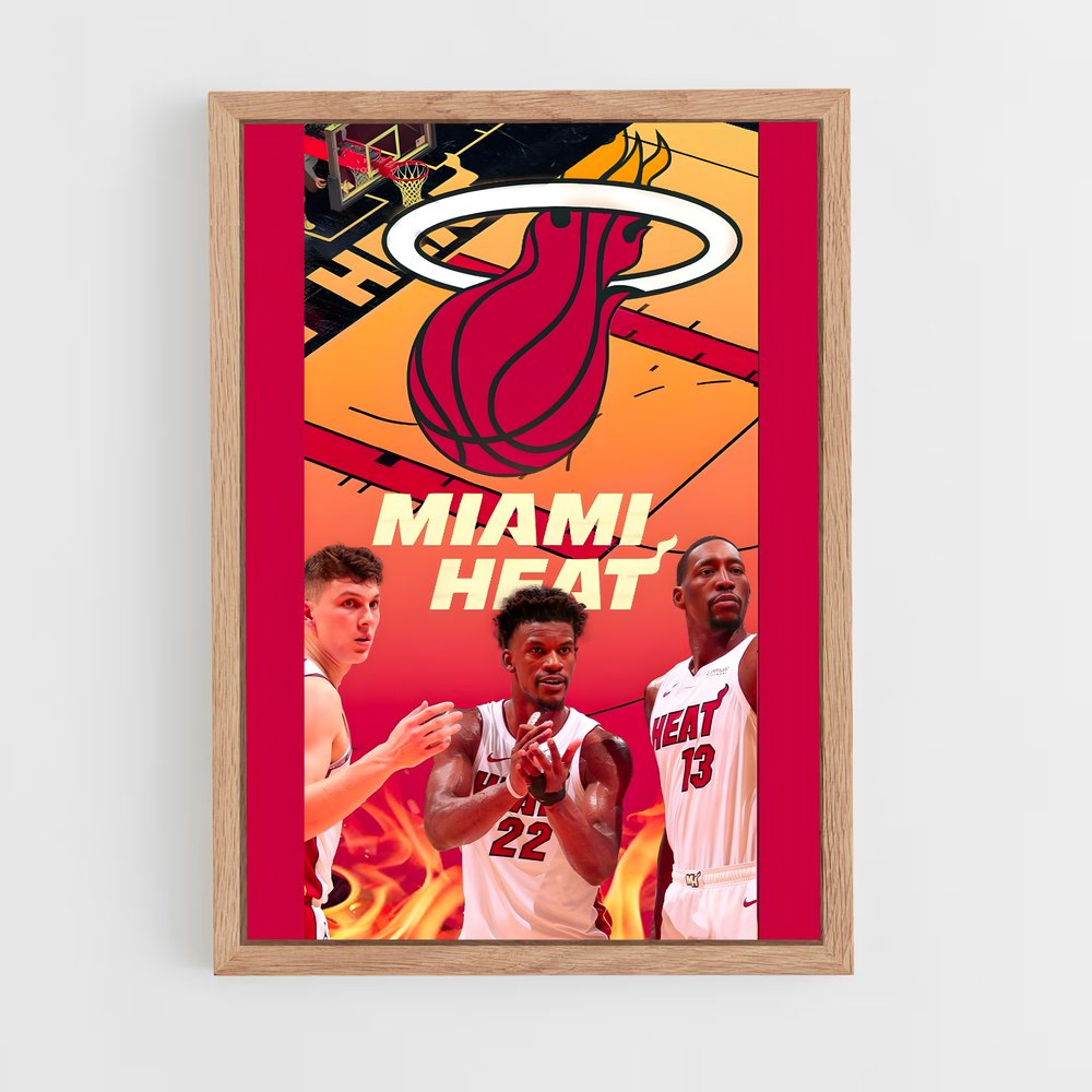 Poster Miami Heat Flames – affiche Basketball (vue 4)